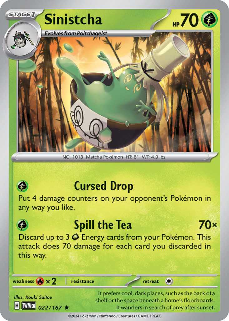 Sinistcha 22/167 Rare Holo | Twilight Masquerade | Pokemon Card