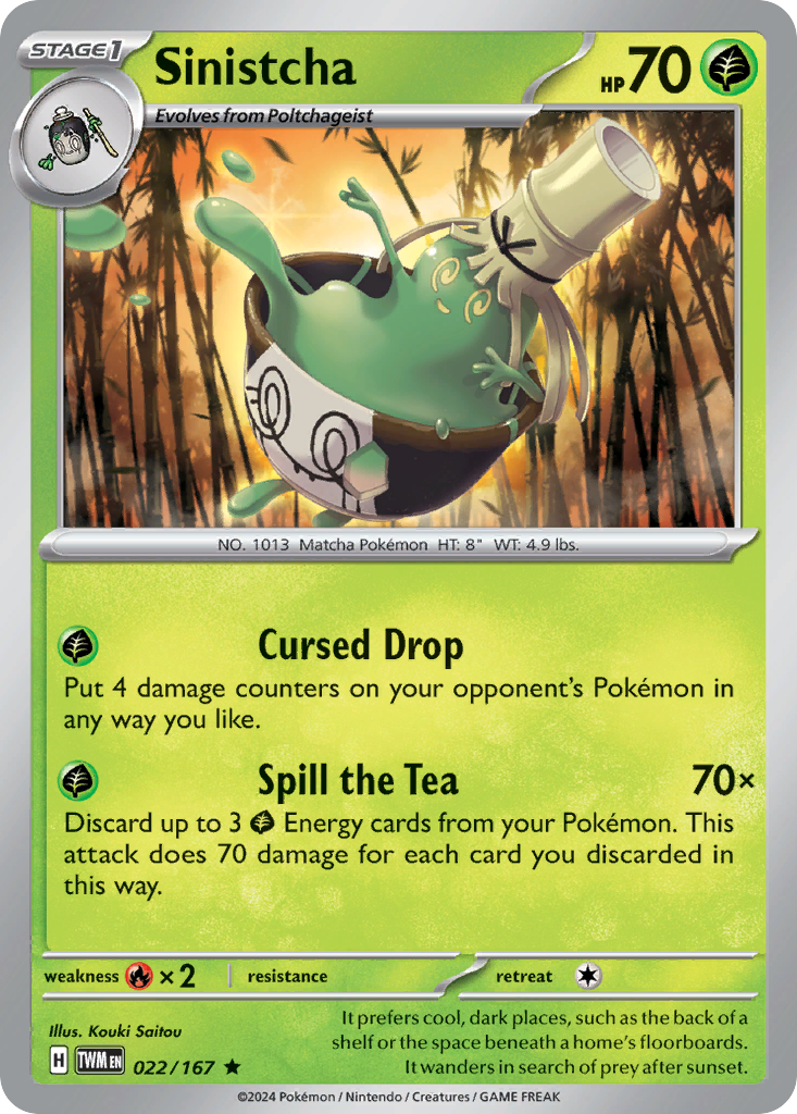cursed pokemon cards Sinistcha 22/167 Rare Holo | Twilight Masquerade | Pokemon Card