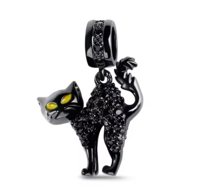 Anhänger Silber 925 schwarze Katze 