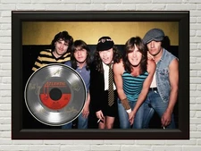 AC/DC Hell's Bells Poster Art Black Wood Framed 45 Platinum Record Display 2