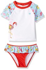 Skechers Girls Flamingo 2pc Rashguard Swim Set Size 2T 3T 4T 4 5 6 6X