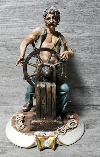 Vintage Capodimonte Conte "THE HELMSMAN" Large Heavy Italian Porcelain Figurine
