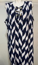 Michael Kors Women Blue White Summer Dress Navy 1X Plus Size New NWT