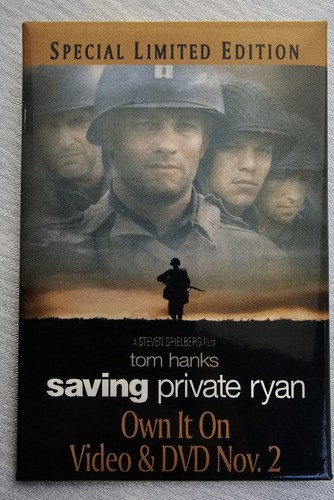 1999 Tom Hanks Saving Private Ryan Film Video DVD Promo Button Pin DreamWorks