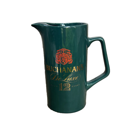 Rare Vintage Buchanan's Deluxe 12 Scotch Whisky Collectible Green Water Pitcher