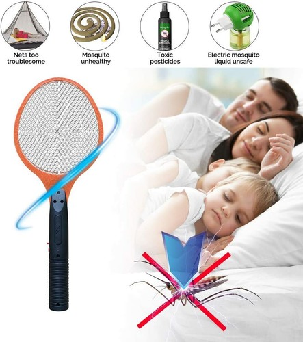 Vettora Electric Fly Mosquito swatter, 3 Layer Rechargeable Bug Zapper, Orange - Picture 6 of 7