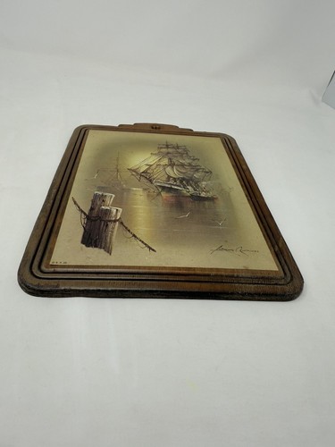 Antique Wooden Picture Of A Ship 10.25in X 7.5in - Picture 5 of 13