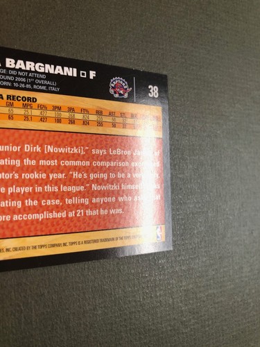 2007 Topps #38 Andrea Bargnani Toronto Raptors Nice! - Picture 4 of 6