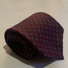 Vtg Robert Talbott Red Blue Micro paisley Foulard Men  s Silk Tie