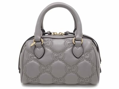 グッチ GG マテラッセ レザー 2way バッグ 702251 Gucci 702251 Quilted Leather Gray Gg Matelasse Mini Bag 2Way