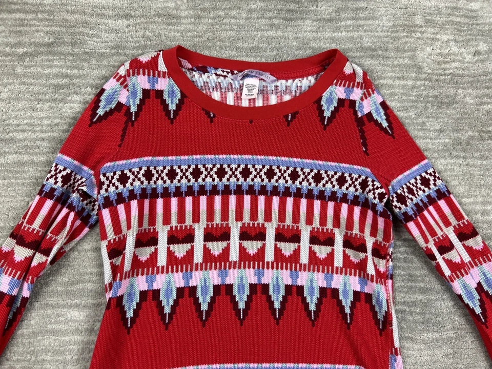 Top Victorias Secret para mujer extra pequeño rojo estampado azteca manga larga tejido gofre Foto 2 de 4