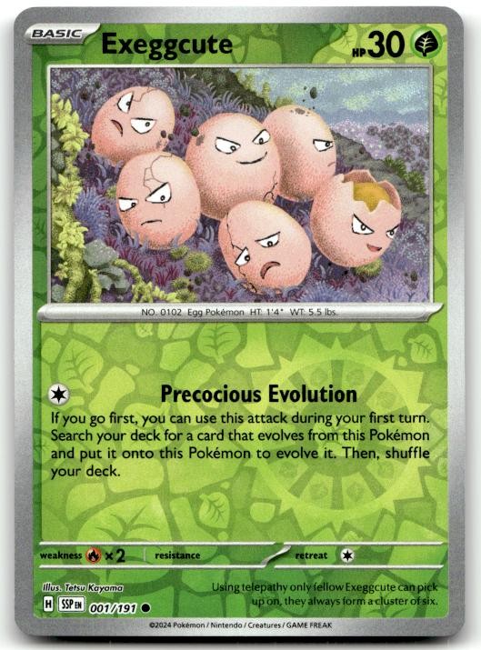 Exeggcute 001/191 Common Surging Sparks Pokemon Reverse Holo Lightly Played
