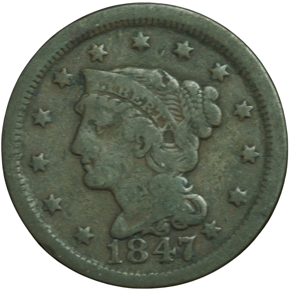 1847 Liberty Head Large Cent Fine Condition *JE