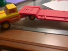 vintage tonka truck and flatbed trailer