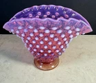 New ListingSmall Vintage Fenton Glass Cranberry Hobnail Overlay Fan Vase