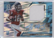 2015 Panini Spectra Rookie Neon Blue Prizm 30/50 Justin Hardy Patch Auto 0c2
