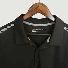 Nike Golf Dri-Fit Men XL Black Grey Short Sleeve Polo Shirt GSA Logo New NWT