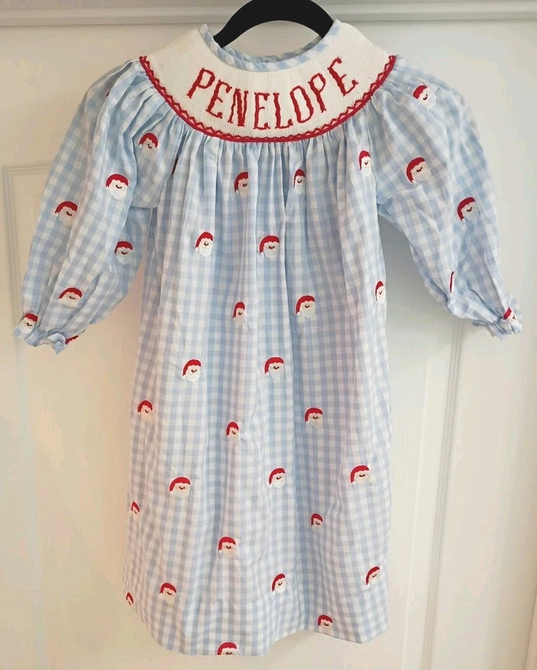 Vestido Boutique Santa Navidad Vacaciones Bordado Calado Talla 4T PENÉLOPE NUEVO CON ETIQUETAS Foto 3 de 4