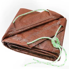 4X4 Feet(2Pack) Small Tarp with Drawstring Tarp Waterproof Brown Medium Duty Tar