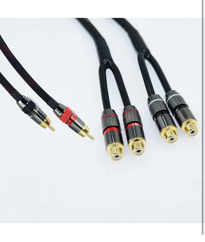 2 pack RCA Splitter 1ft Shielded Subwoofer Stereo Audio Video Cable 24K Gold - Picture 3 of 6