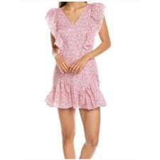 LoveShackFancy LSF Jessie Silk-Blend Mini Floral Feminine Pink Dress Small