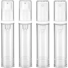 4 Pack 10ml Airless Pump Bottles Refillable Clear Travel Lotion Containers