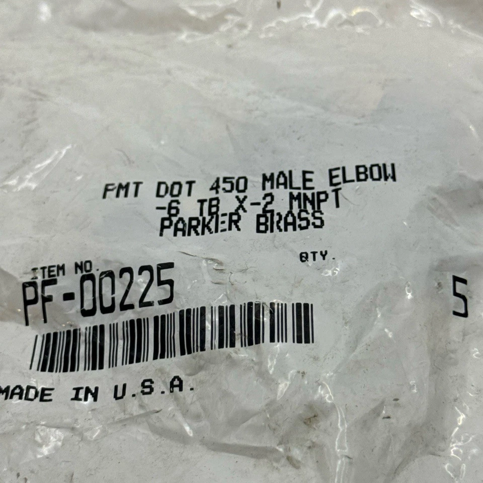 Parker PF-00225 3/8" Tube Union Elbow, 1/8 NPT, Brass (5PK) - Image 3 of 4