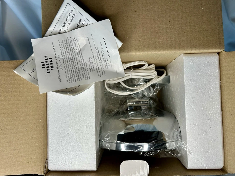 Sharper Image Wall Mounted Lighted Sensor Two Sided Makeup 5X Mirror Chrome New - Image 3 of 4