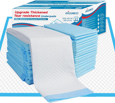 Tear-Resistant Incontinence Bed Pads 40'' X 36'' 130 Gram Heavy Duty 25 Count 