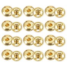 72 Set Sew-on Snap Buttons 8mm Metal Snap Fastener Buttons, Gold