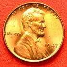 1947-P Lincoln Wheat Cent Penny GEM RED BU From an Original Bank Roll