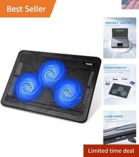 15.6"-17" Laptop Cooling Pad with Quiet Fans and Extra USB Ports - Slim Design