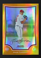 2009 Bowman Chrome #105 John Lannan /25 Orange Refractors Washington Nationals