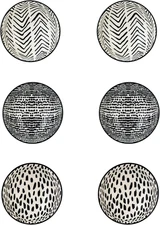 Embossed Pad Print 6.5" Cereal Bowls, Set of 6, Black/White