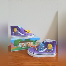 Vans The Simpsons Purple Suede Kids High-Top Sneakers Lisa Simpson Shoe Size 1.5