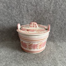Vintage Henriot Quimper Ceramic Butter Dish Pink Fleuri Rose Lid Rare