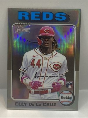 2024 Topps Heritage Chrome Silver Refractor Elly De La Cruz RC Rookie #235/375