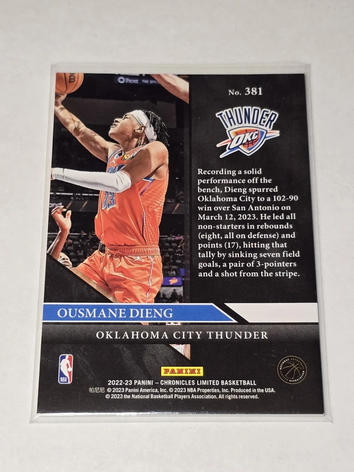 2022-23 Panini Chronicles - Limited Ousmane Dieng #381 /249 (RC) - Image 2 of 2