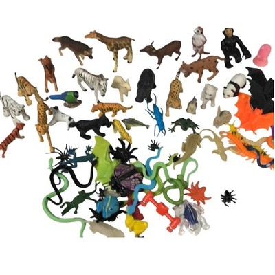 BIG LOT of 50+ Plastic Toy Animals Safari Mammals Reptiles, Fish & Insects