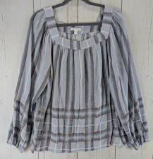 LC Lauren Conrad Size XL Plaid Peasant Long Sleeve Womens Blouse