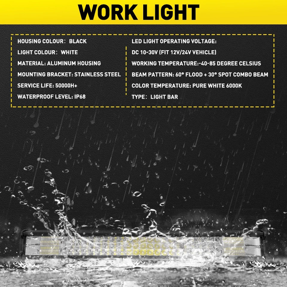 23 inch Quad Row 570W Led Work Light Bar for Truck Car Off road 4x4 12V Harness - Image 2 of 4