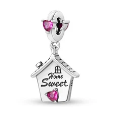 MULA European Happy Home Pendant Charm AAA CZ For Bracelet 925 Sterling Silver