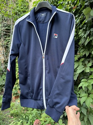 Coole FILS Retro Sport Jacke Gr.L/52 blau weiß rot 100%PE Top Zustand Taschen
