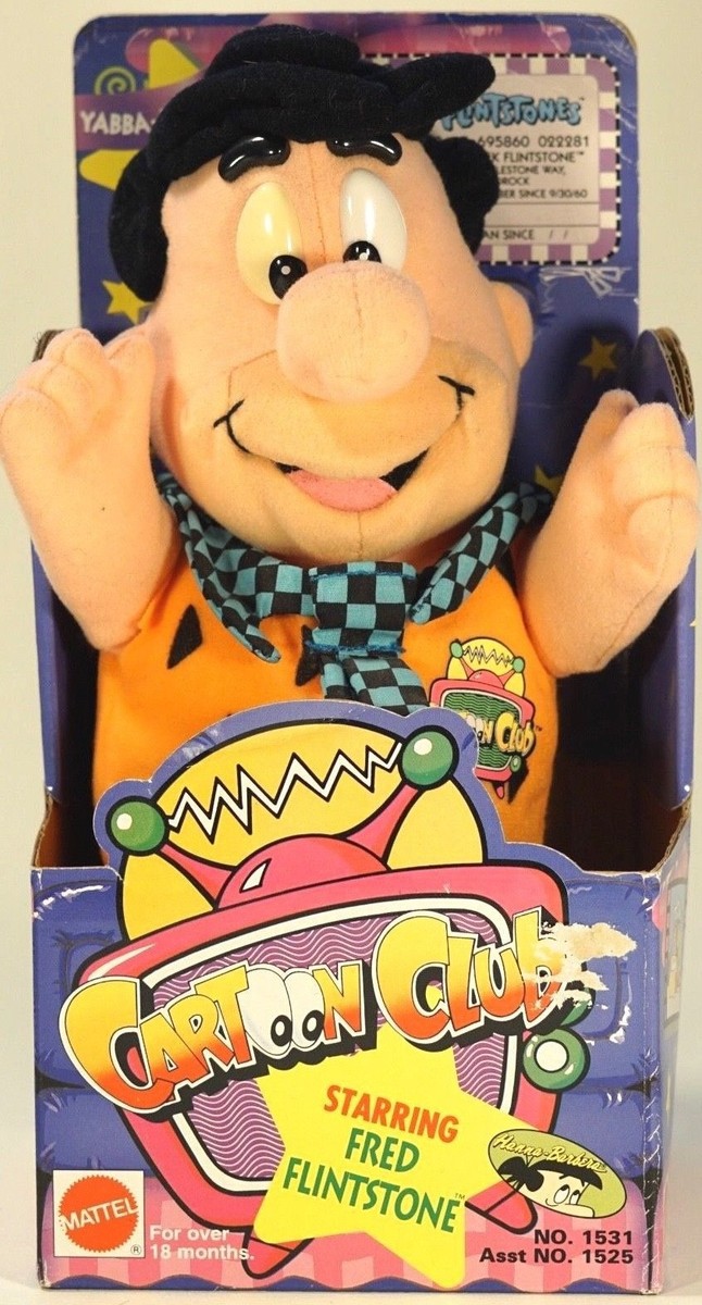 A【希少・1993年製】原始家族フリントストーン フレッド ぬいぐるみ マテル Fred Flintstone Plush Toy Vintage 1993 Cartoon Club Network Mattel