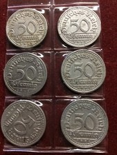 INFLATION: 1919 50 PFG Mz: A, D, E, F, G, J komplett SS/VZ Alu