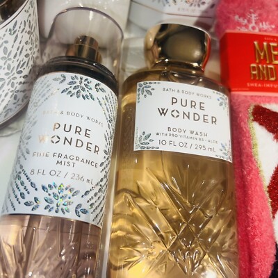PURE WONDER 7 Piece Gift Set Bath & Body Works Tote Candle Mist