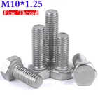 M10 x 1.25 Fine Thread Stainless Steel Hex Head Bolts Hexagon Cap Screws DIN 933