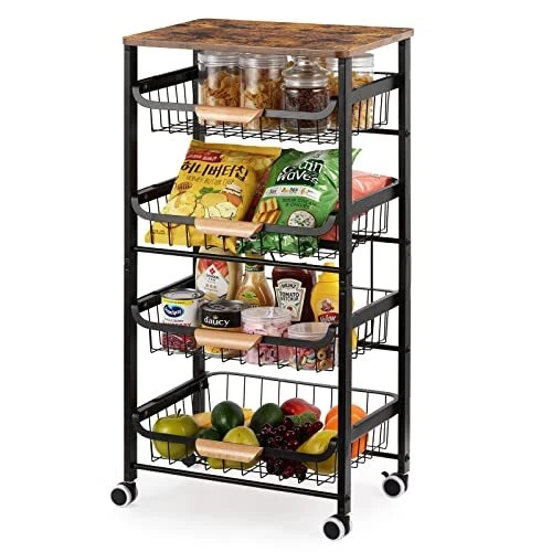 Microwave cart with 2024 storage on wheels