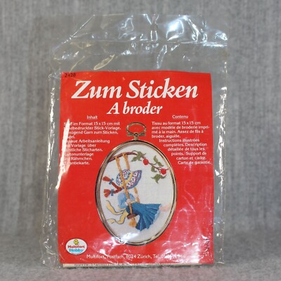 MULTIFORT Holly Hobbie Style Cross Stitch Kit German French Vintage Thread 1980s
