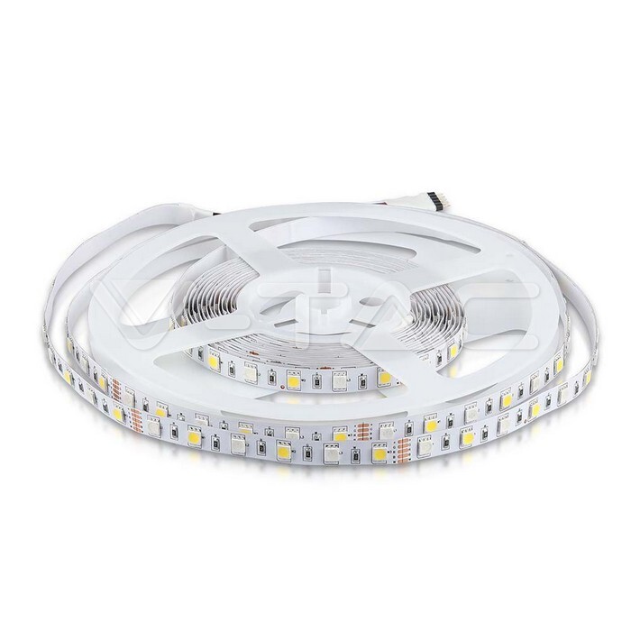 Striscia led SMD flessibile 40W RGB+W 60 LED/M 5 mt 12V V-TAC VT-5050-60-RGBW-N